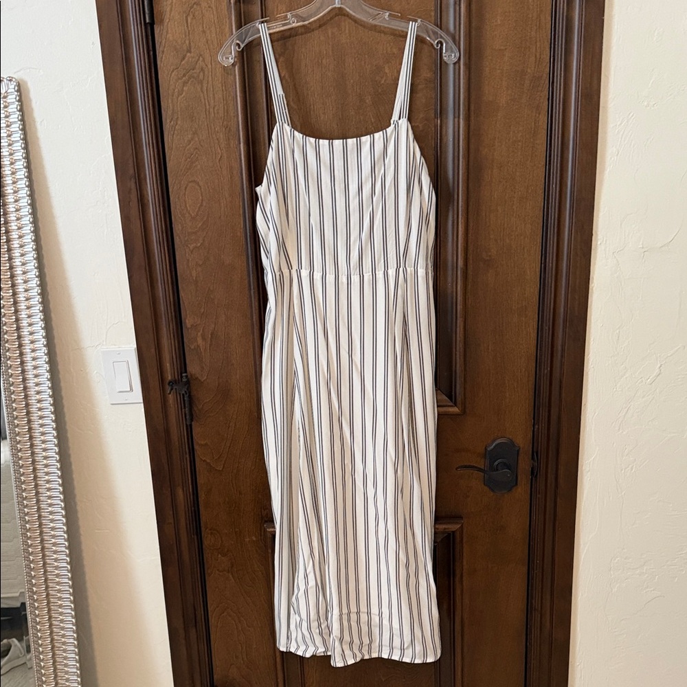 GAP White Midi Dress with Navy Stripes